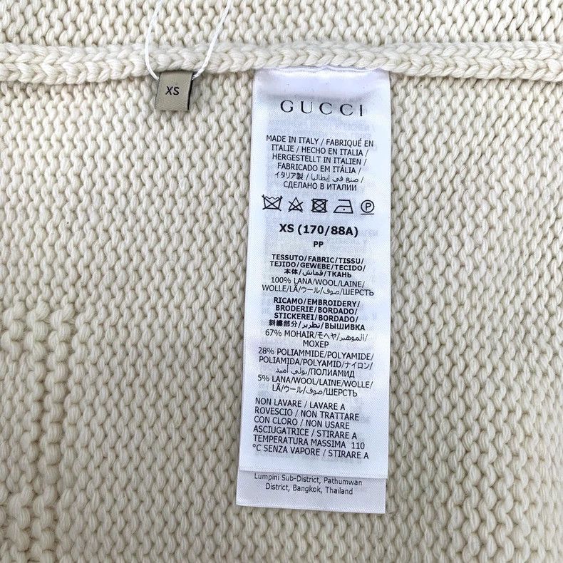 Gucci Gucci Beige rabbit embroidered wool V-neck long-sleeved kni Size US XS / EU 42 / 0 - 6 Thumbnail