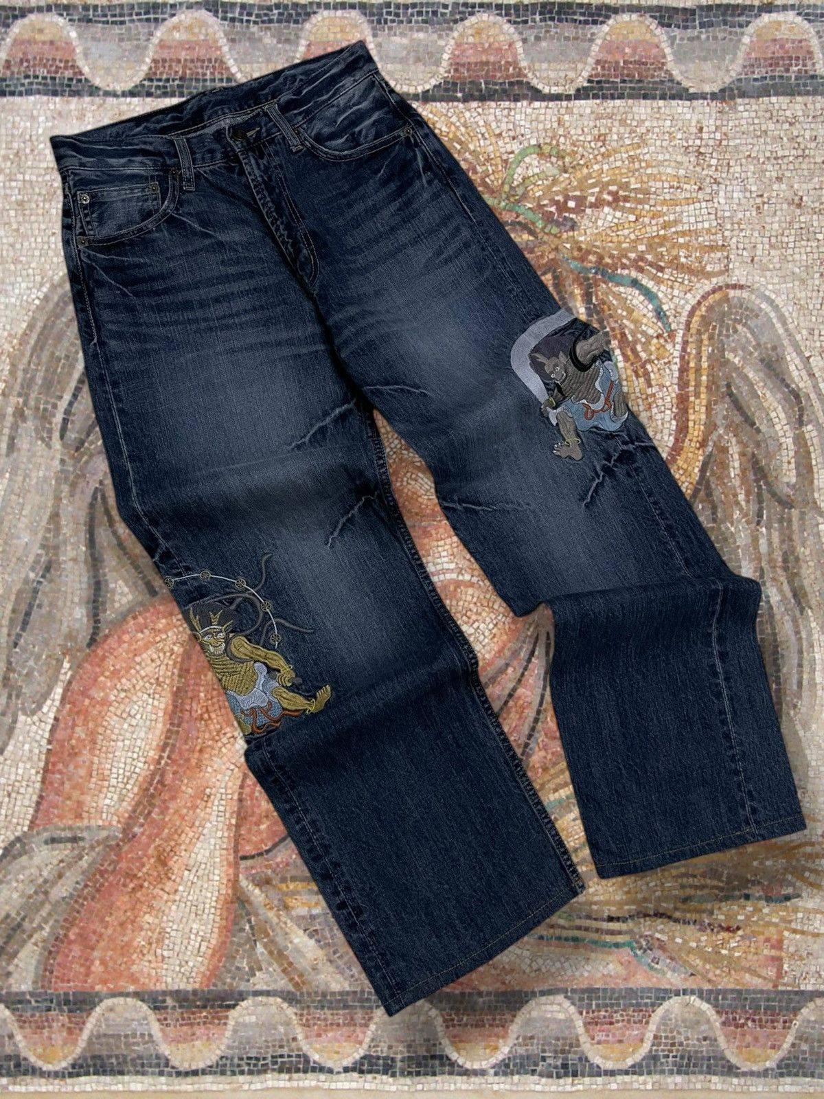 Japanese Brand Vintage Og 90s Japan Designer Karakuri God Traditional Denim Size US 28 / EU 44 - 2 Thumbnail