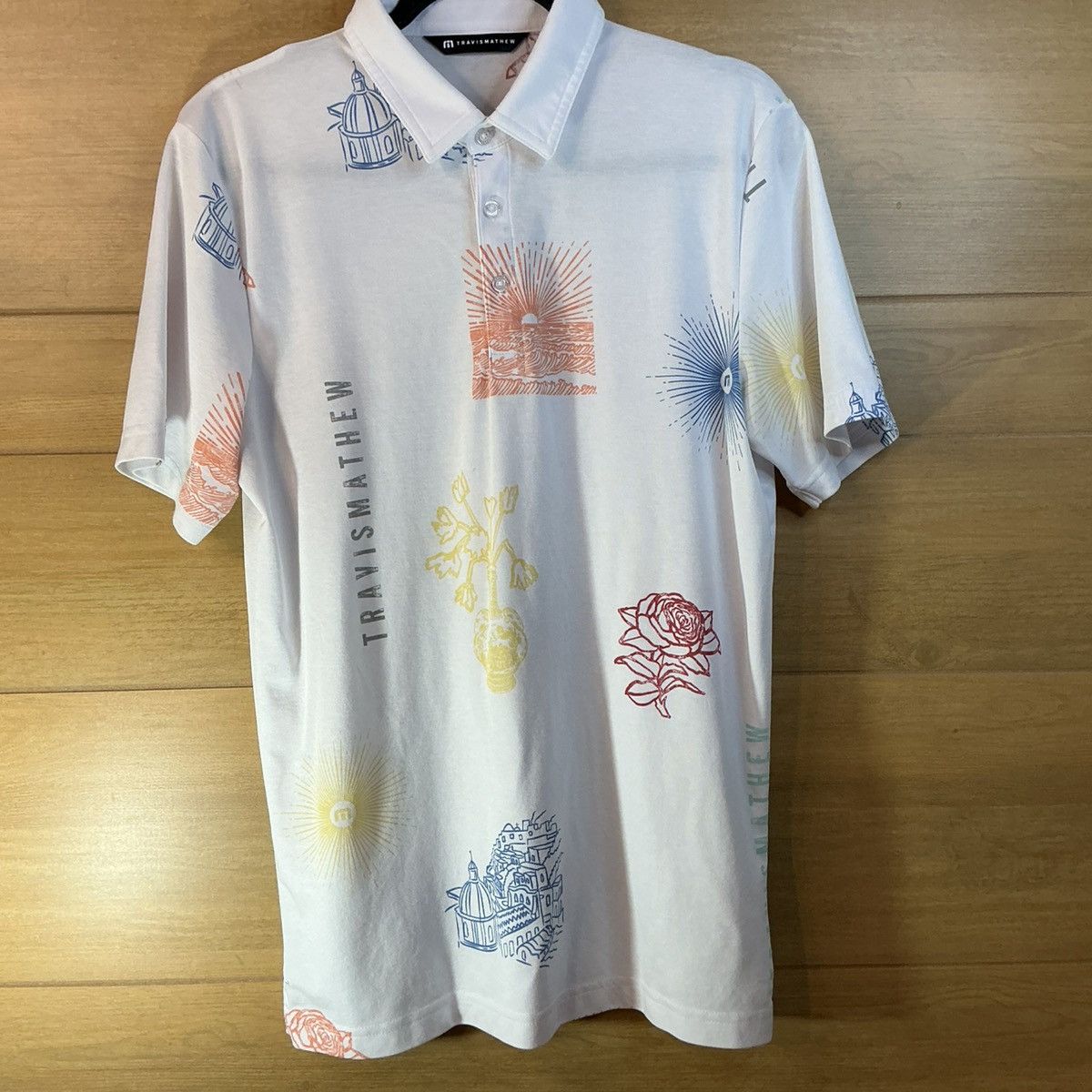 TravisMathew TravisMathew Polo Shirt Men Medium White Graphic Print Golf Size US M / EU 48-50 / 2 - 1 Thumbnail