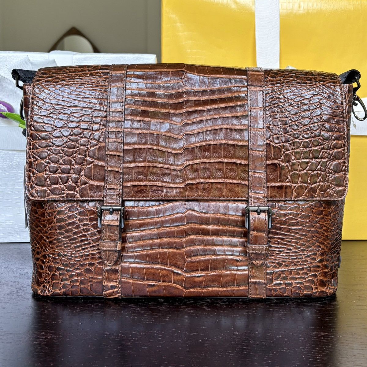 Brahmin Mason Messenger Bag in Brown, Men's