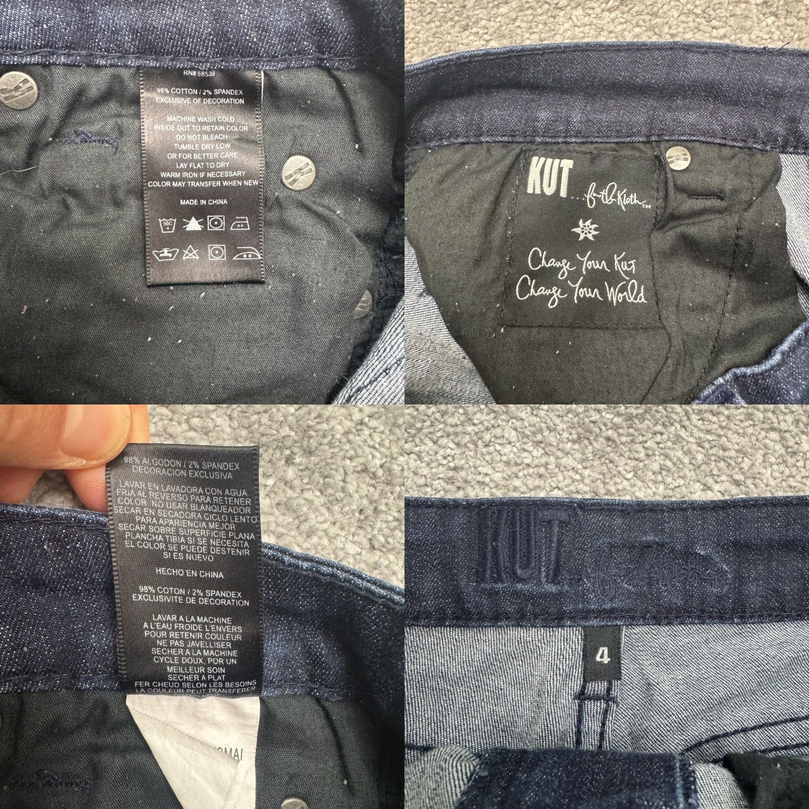 Vintage KUT From The Cloth Skinny Denim Jeans Womens 4 Blue Dark Wash Mid Rise Stretch Size 27" / US 4 / IT 40 - 8 Thumbnail