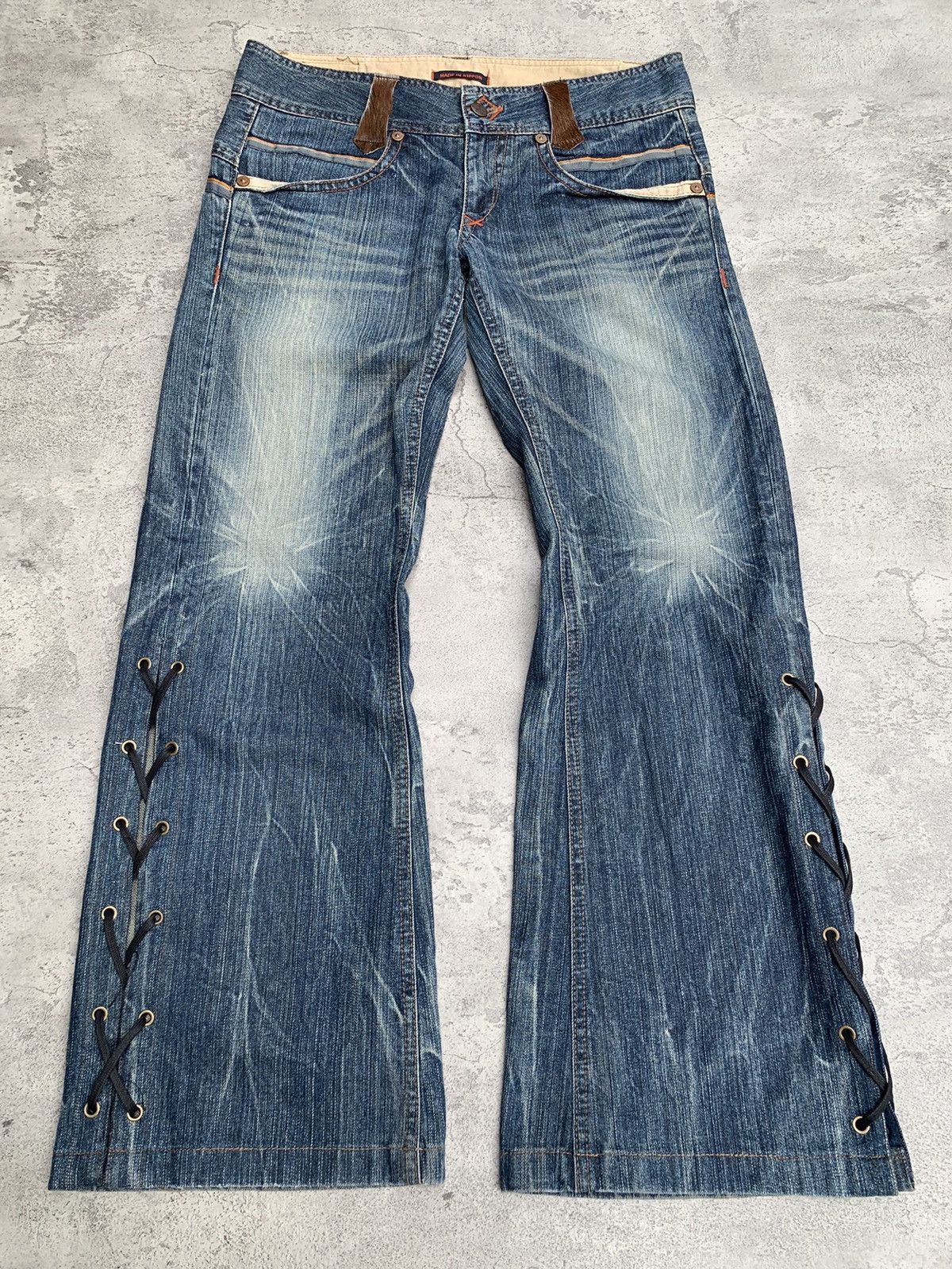 Flare Jeans Lace Up Bum Jeans Womens Bell Bottom Jeans Floerns