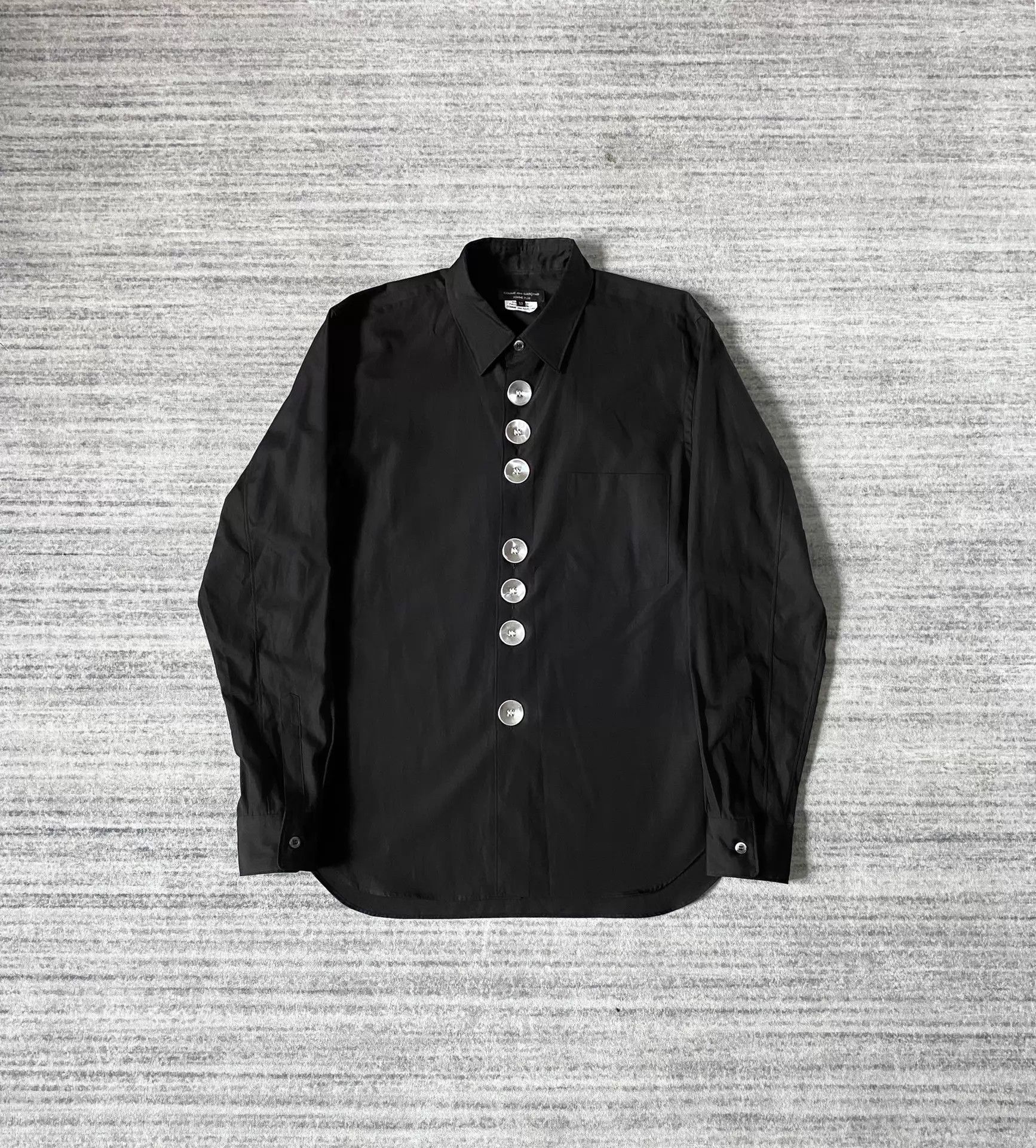 Comme des Garcons CDG Homme Plus Black Metal Button Shirt XS Size US XS / EU 42 / 0 - 1 Thumbnail