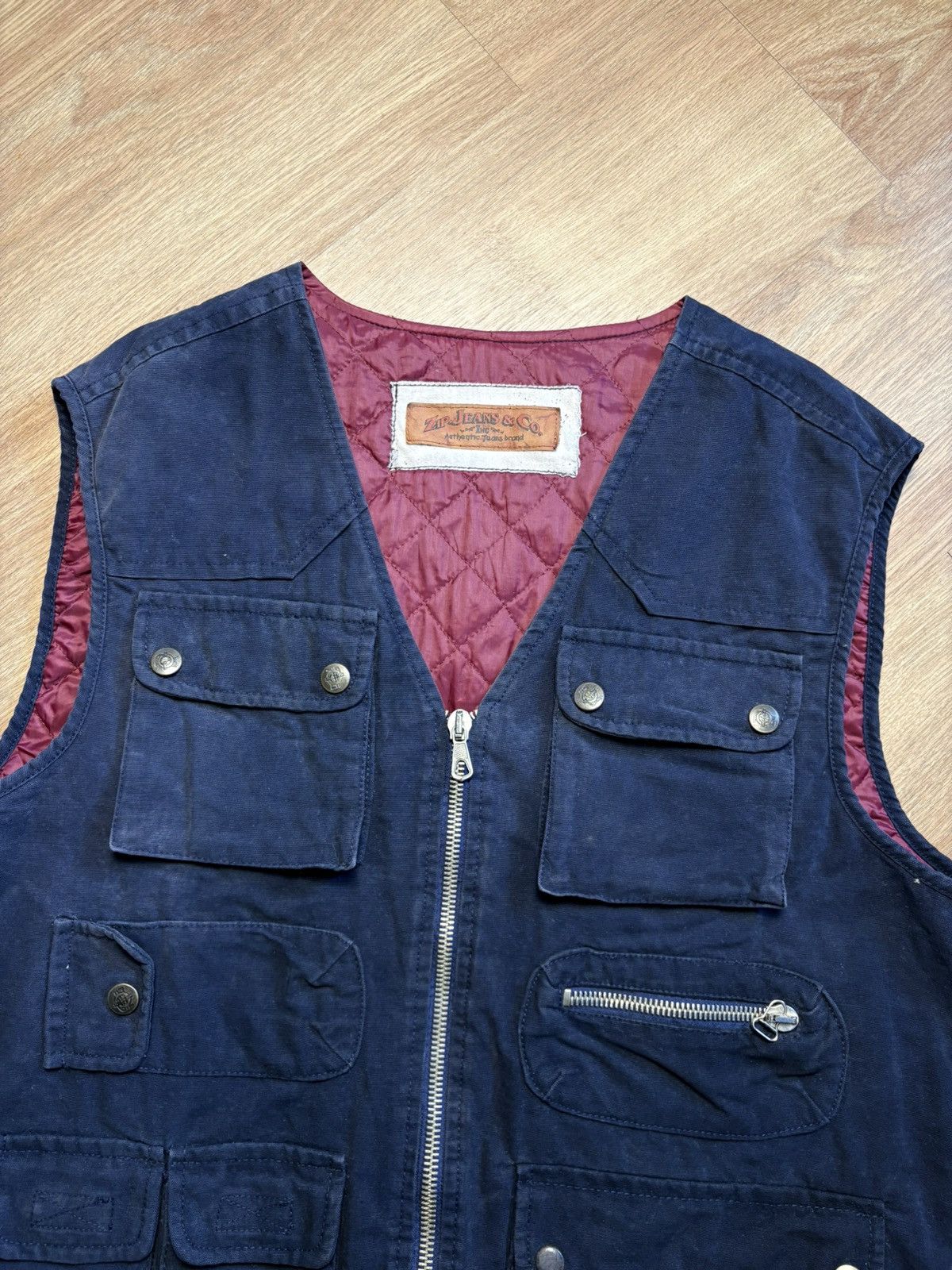 Vintage Zip Jeans & Co. 90s Technical Multi-pocket Canvas Vest (L) Size US L / EU 52-54 / 3 - 4 Thumbnail