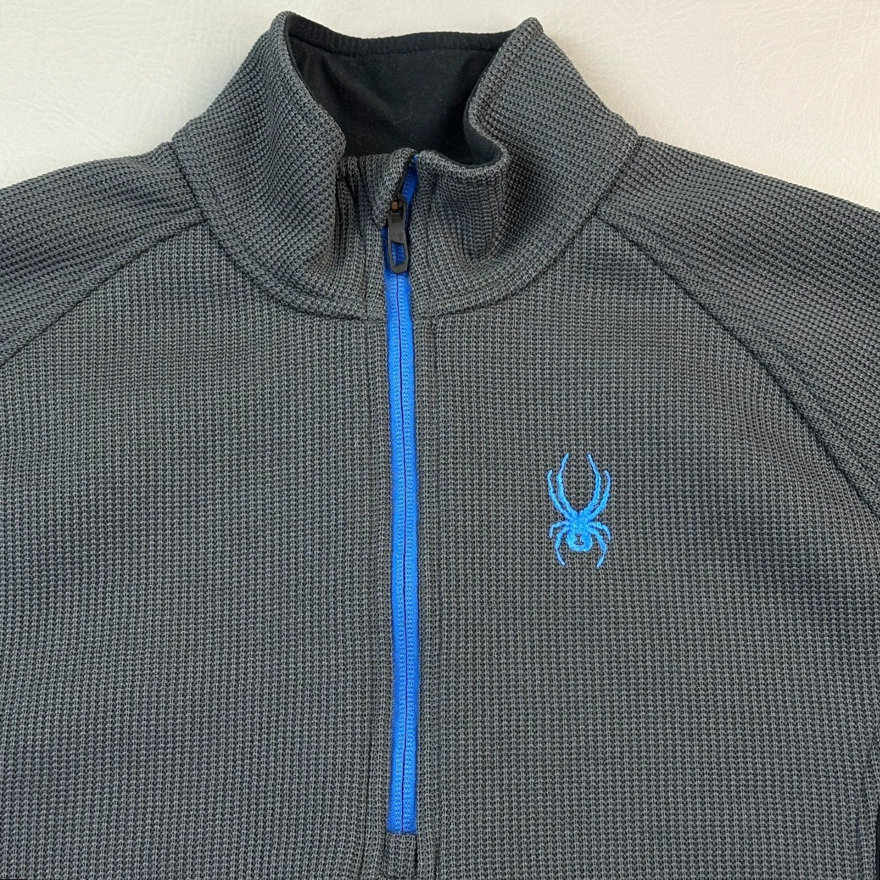 Spyder Spyder Outbound Sweatshirt Mens Medium Gray Black Waffle Knit 1/2 Zip Pullover Size US M / EU 48-50 / 2 - 5 Thumbnail