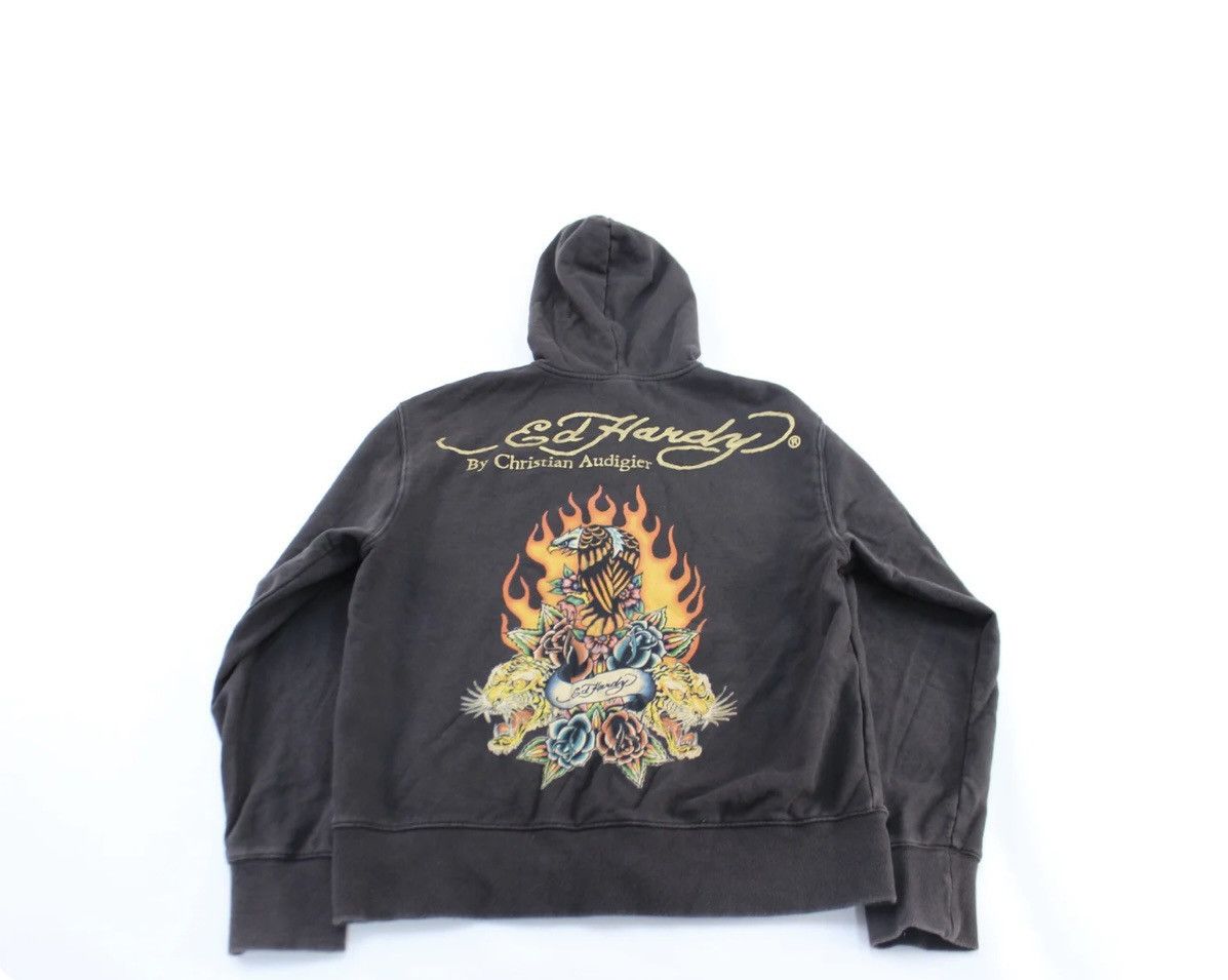 Ed Hardy Women's Ed Hardy by Christian Audigier Graphic Zip Up Hoodie Size L / US 10 / IT 46 - 2 Thumbnail
