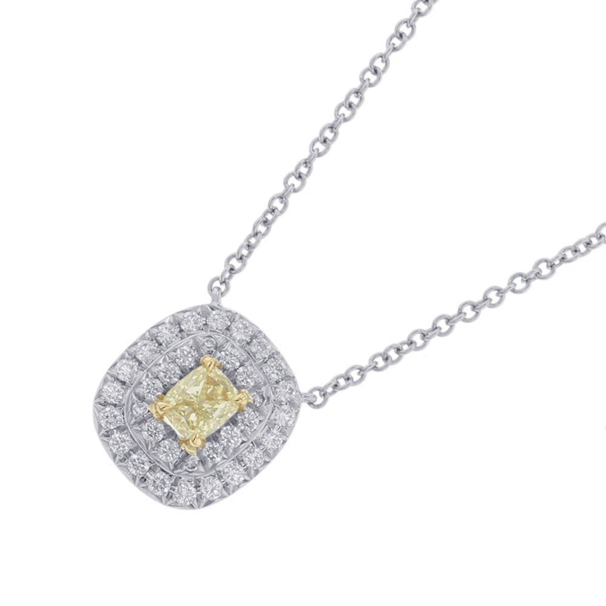 Tiffany & Co. Soleste necklace with 0.23ct yellow diamond and 0.15ct diamond in platinum (Pt950) 18K gold.