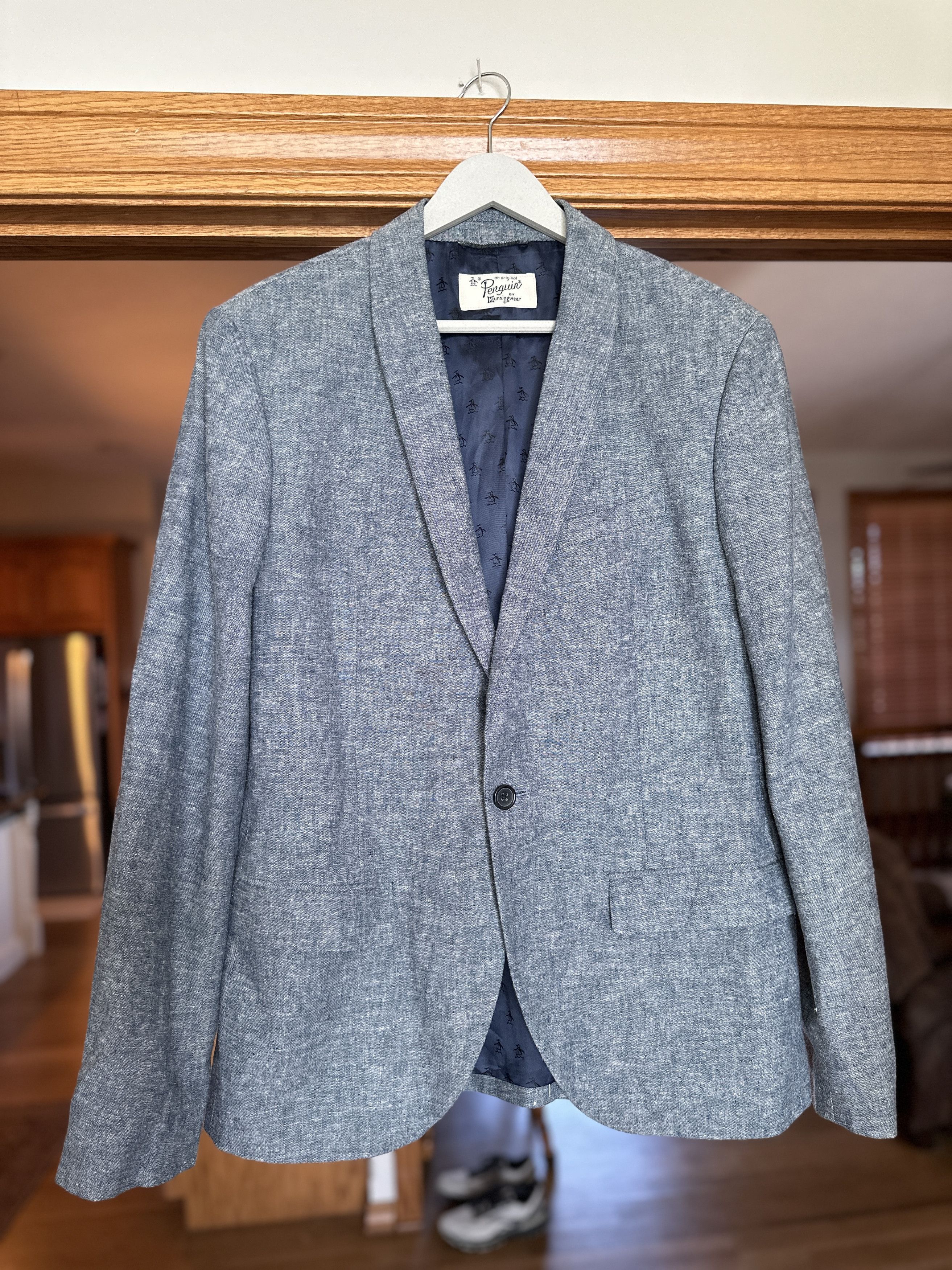 Original Penguin Original Penguin casual linen blend blazer in bluish gray Size 38R - 1 Thumbnail