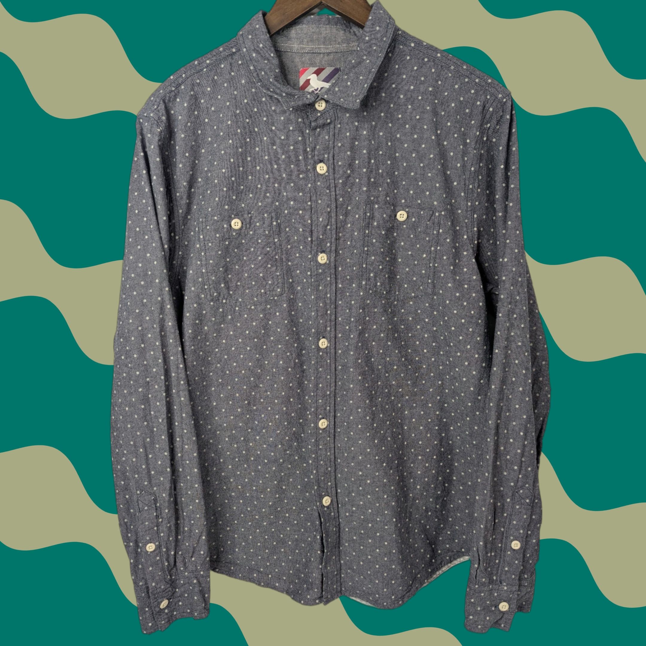 Vintage VINTAGE Modern Amusement Shirt Polka Dot Mens Large Button Up Pockets Long Sleeve Size US L / EU 52-54 / 3 - 1 Thumbnail