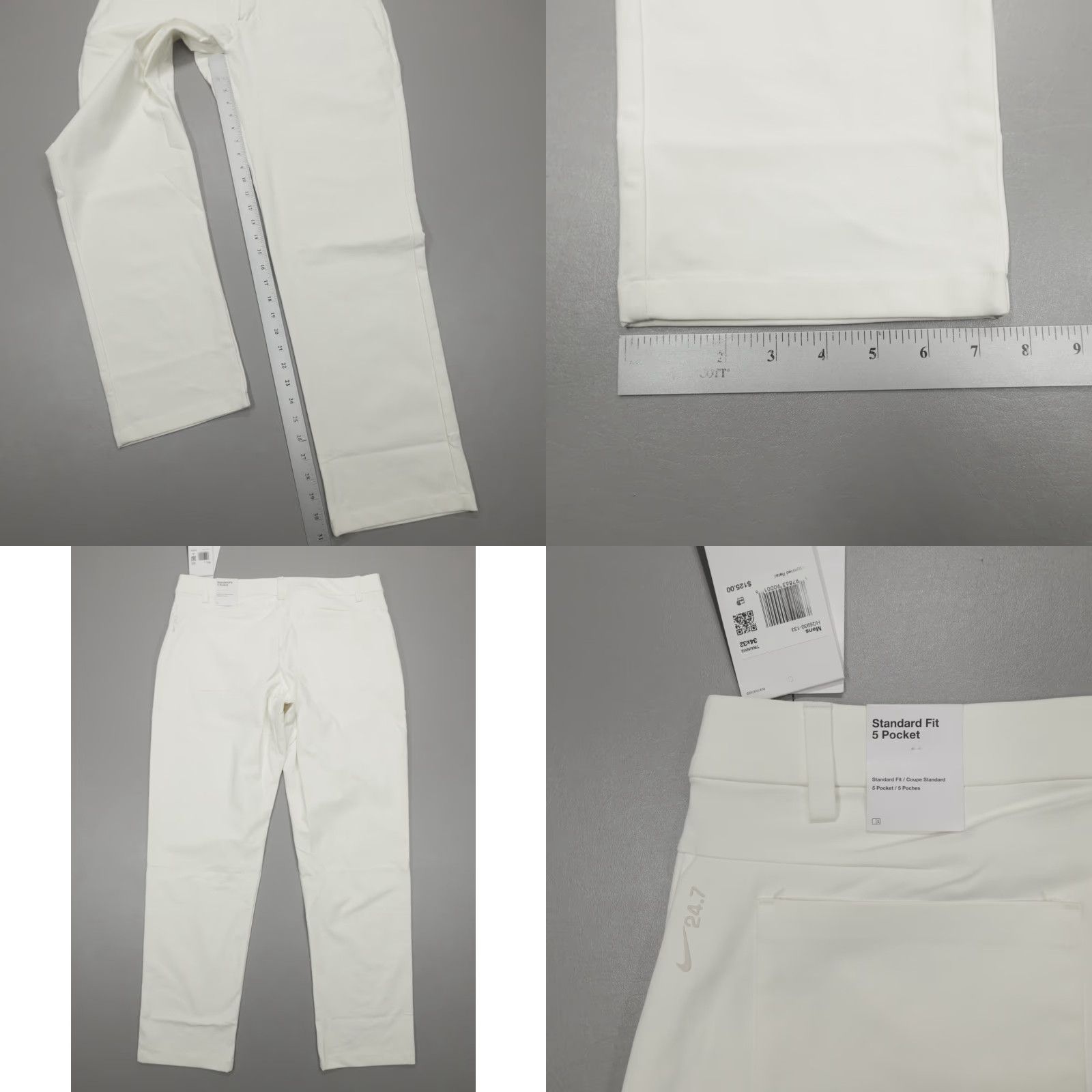 Nike Nike 24.7 PerfectStretch 5 Pocket Pants Mens Size 34x32 Dri FIT HQ6930-133 Plain White Size US 34 / EU 50 - 8 Thumbnail