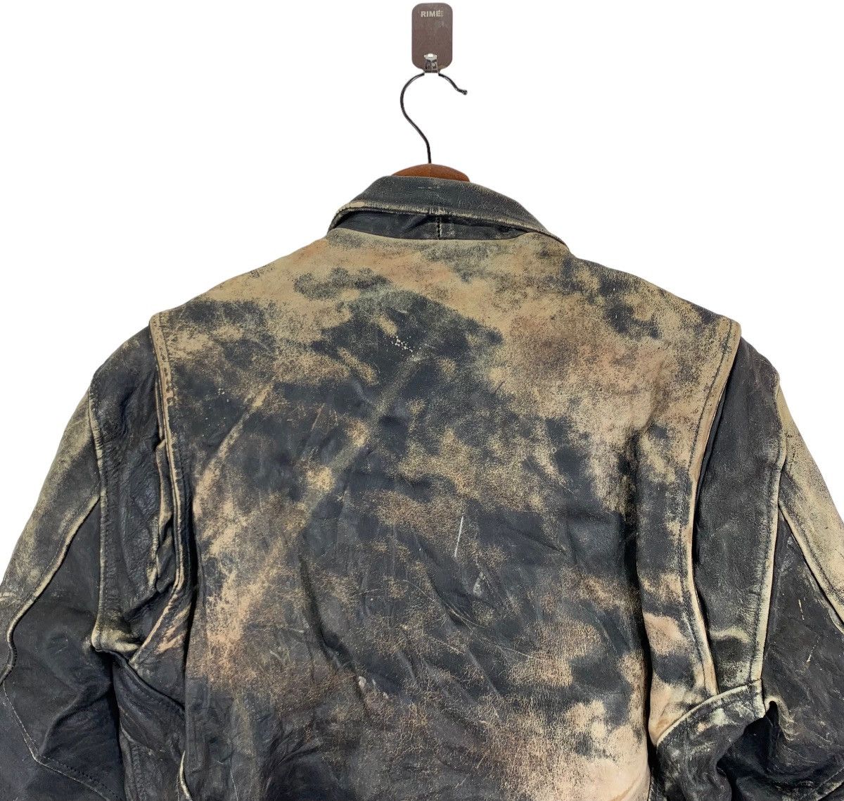 Genuine Leather 🔥🔥 VINTAGE CUIRS LEATHER BIKERS DOUBLE COLLAR JACKET Size US L / EU 52-54 / 3 - 8 Thumbnail