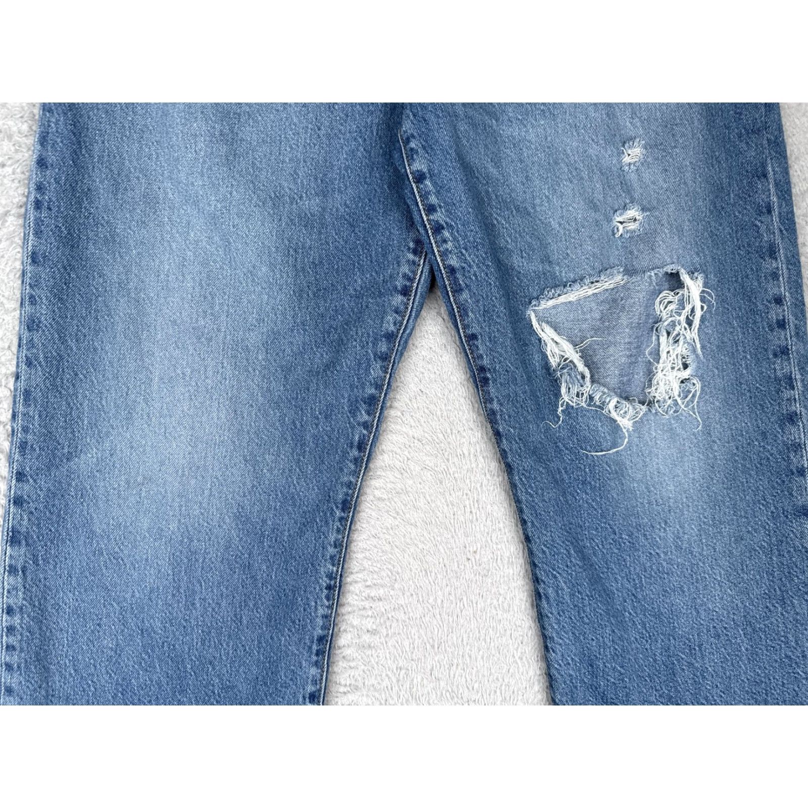 Levi's Levi's Jeans Womens 31x27 High Rise Ribcage Straight Ankle Distressed Medium Blue Pocket Five-Pocket Womens Jeans 90s Retro Size 24" / US 00 / IT 34 - 3 Thumbnail