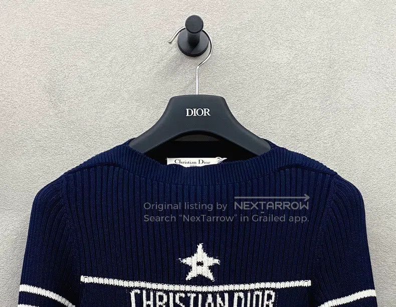Dior Dior Navy blue five-pointed star jacquard striped sweater Size XXS / US 00 / IT 34 - 6 Thumbnail