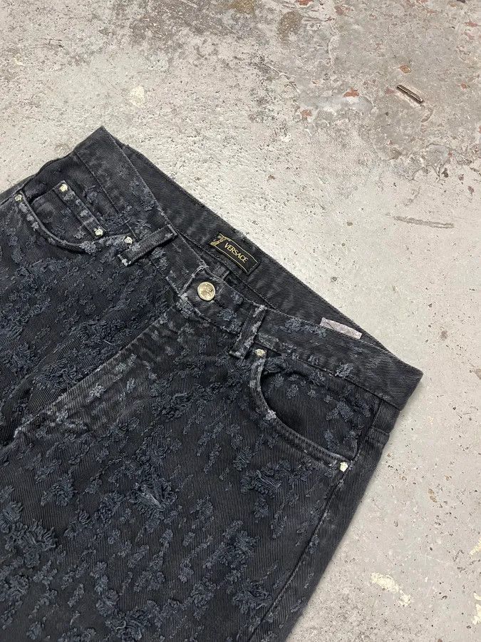 Versace SS2005 Versace Black Distressed Effect Denim Jeans Size US 30 / EU 46 - 6 Thumbnail