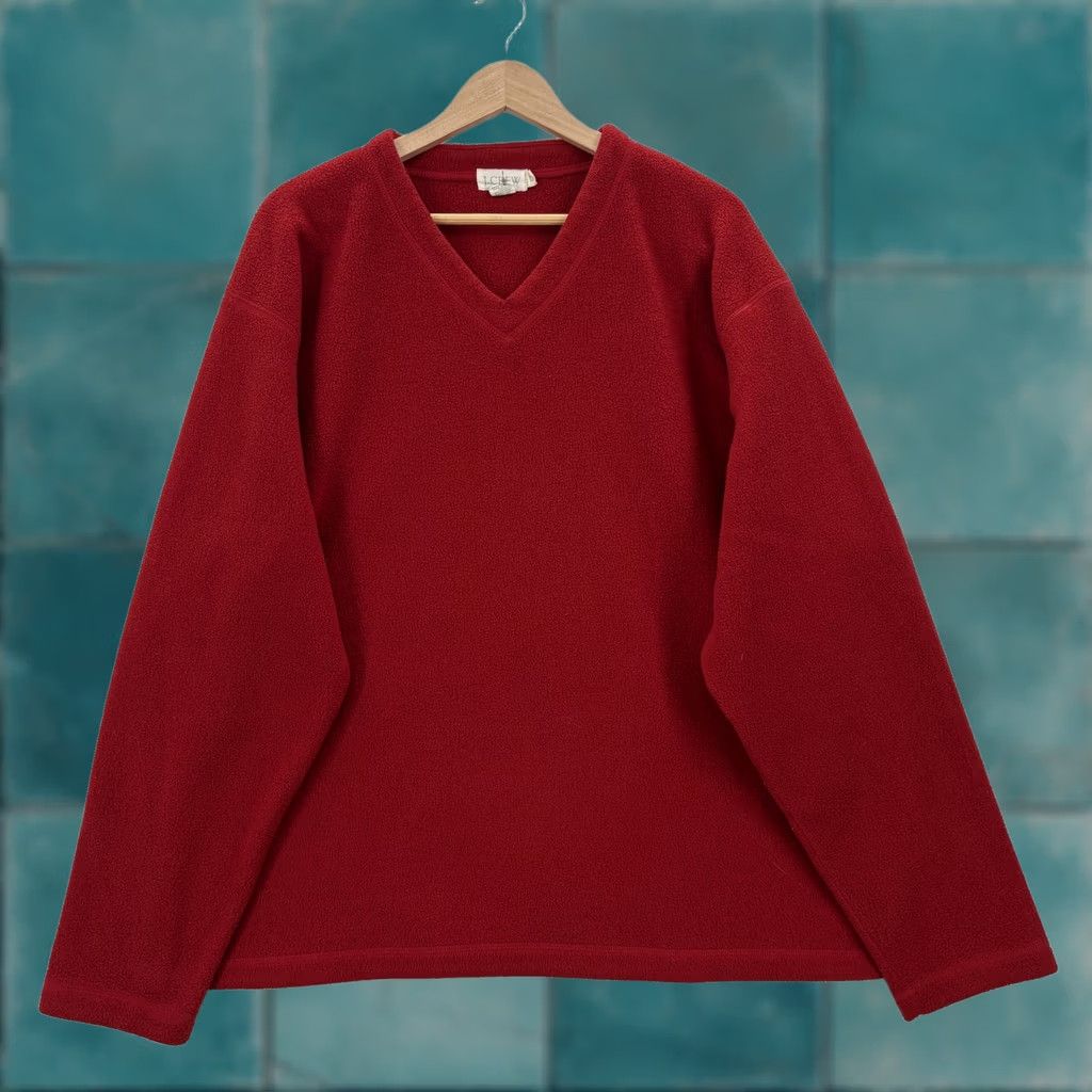 J.Crew VINTAGE J.CREW Sweater Oarsman Pullover Mens Large Tall Red Fleece V-Neck USA 90s Thermal Long Sleeve Knit Pattern Solid Men LT Size US L / EU 52-54 / 3 - 1 Thumbnail