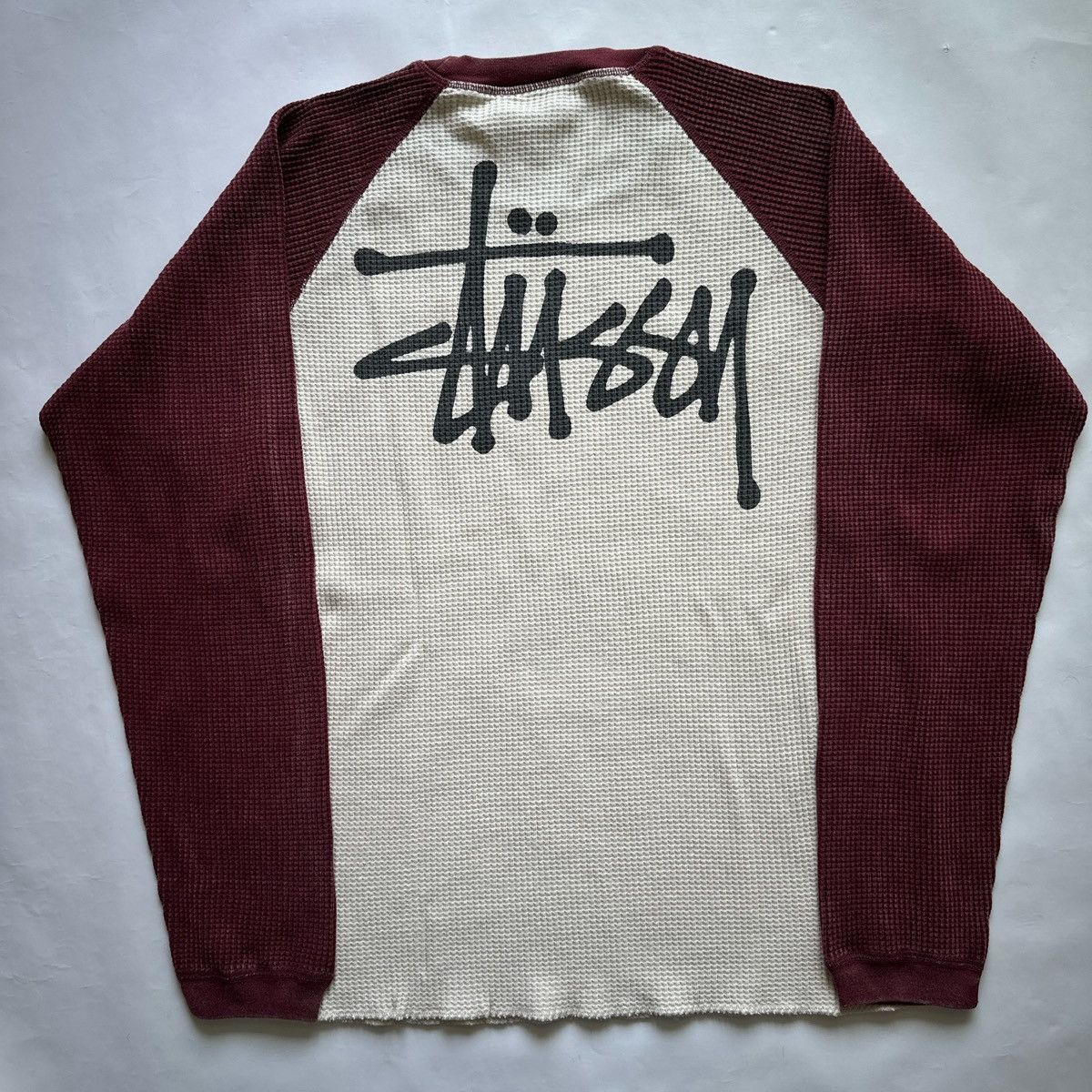 Stussy Stussy Raglan thermal 2 tone waffle knit LS tee SS25 | Grailed