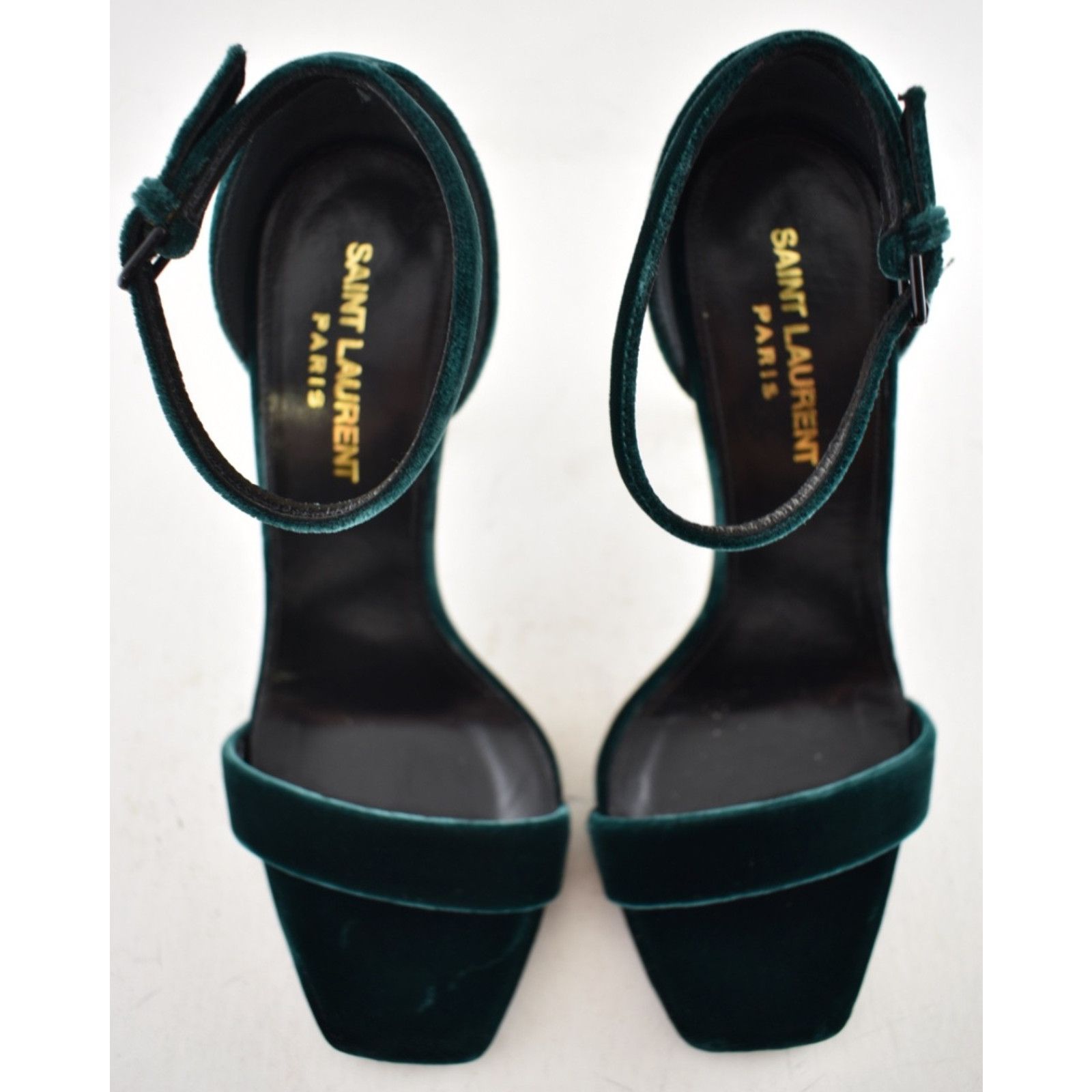 Yves Saint Laurent Saint Laurent Amber 105 Malachite Green Velvet Ankle Strap Size US 6 / IT 36 - 9 Thumbnail