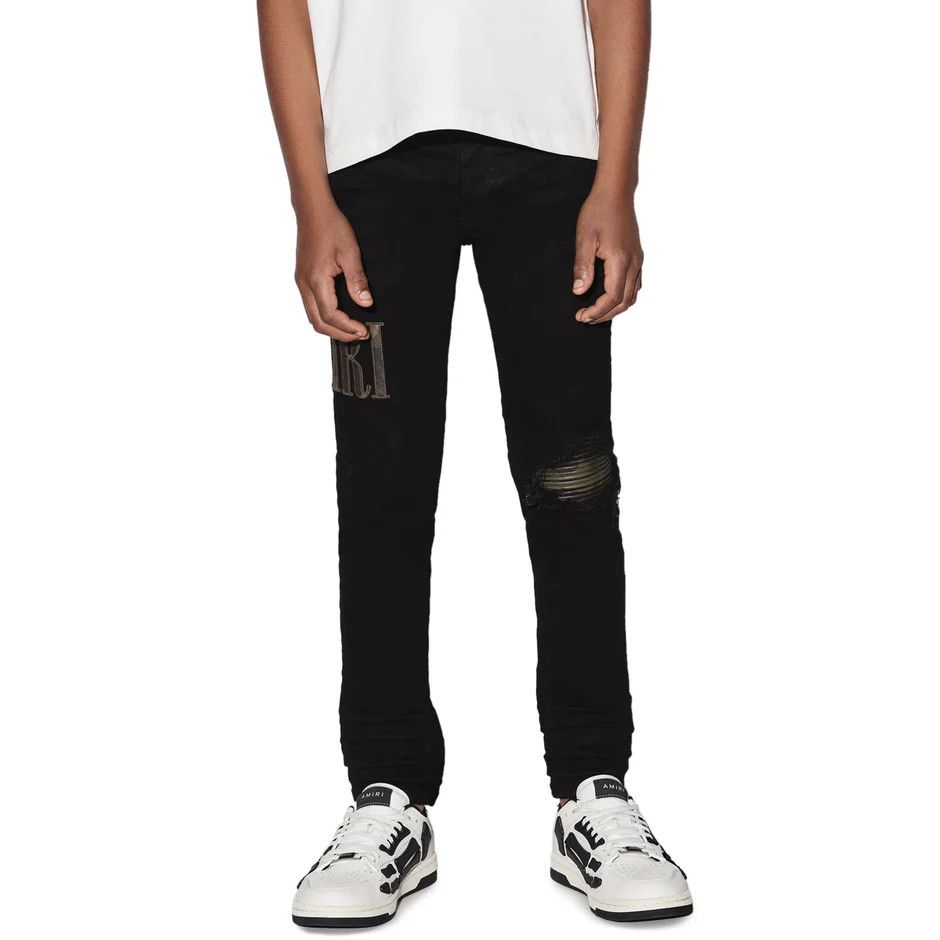 Amiri o1gr1nt0824 Kids Camo Applique Denim in Black Size US 35 - 3 Thumbnail