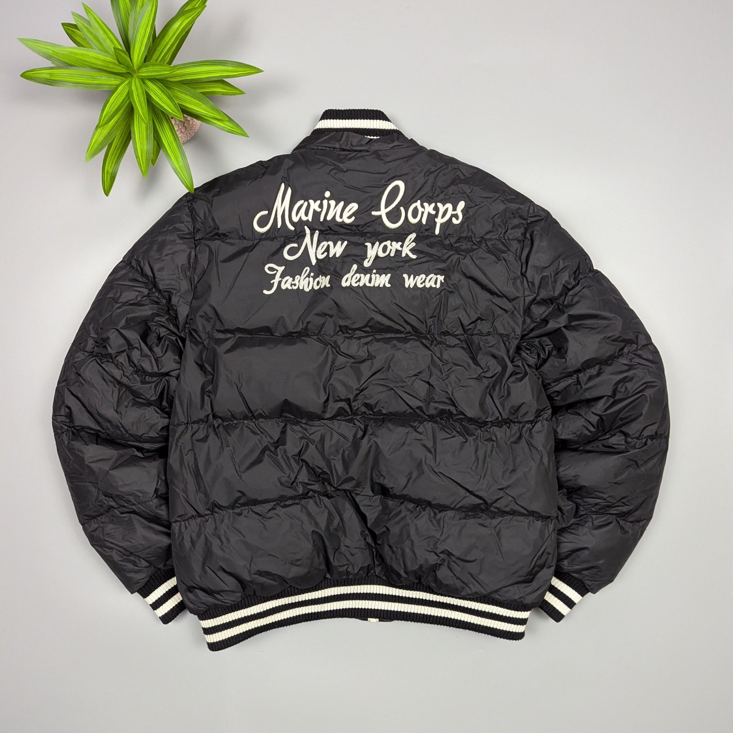 Vintage 90s Marine Corps Varsity Puffer Bomber Black Nylon Size US M / EU 48-50 / 2 - 14 Thumbnail