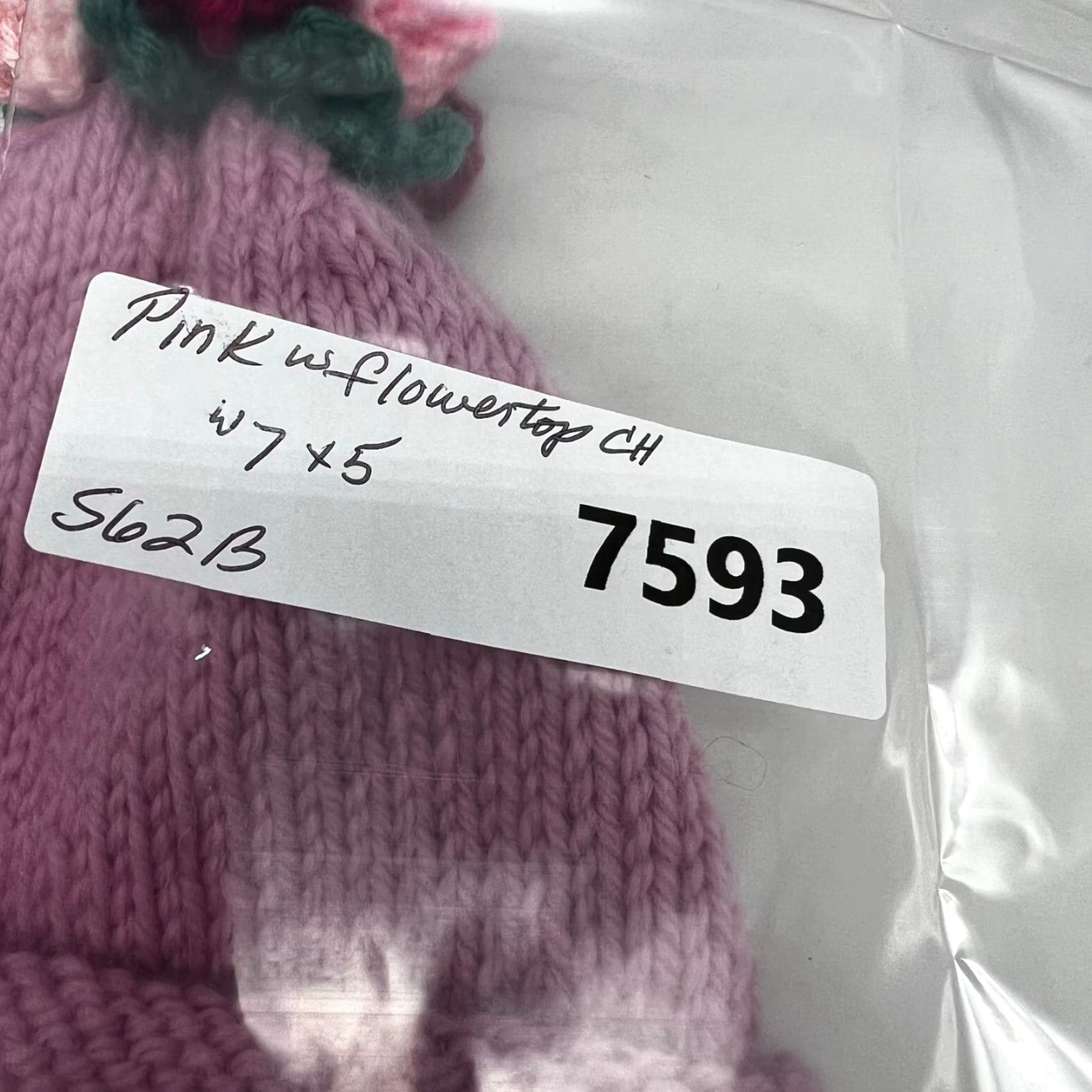 Pinko VINTAGE Gwynne Hand Knit Beanie Stocking Cap Hat One Size Pink Floral Tassel Adult Women M Knit Beanie Womens, Pink Size ONE SIZE - 5 Thumbnail