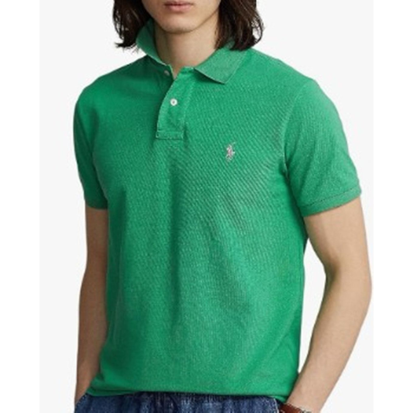 Polo Ralph Lauren POLO RALPH LAUREN Custom Slim Fit Mesh Polo Shirt Green M Size US M / EU 48-50 / 2 - 1 Thumbnail