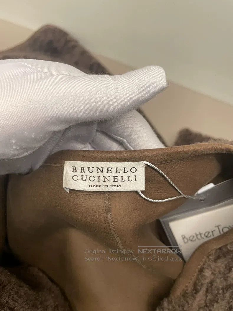 Brunello Cucinelli Brunello Cucinelli Dark Brown Genuine Leather Wool Cashmer Size M / US 6-8 / IT 42-44 - 3 Thumbnail