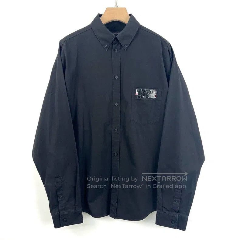 Balenciaga Balenciaga Black Vinyl Blocked Embroidered Coke Shirt Size XS / US 0-2 / IT 36-38 - 1 Thumbnail