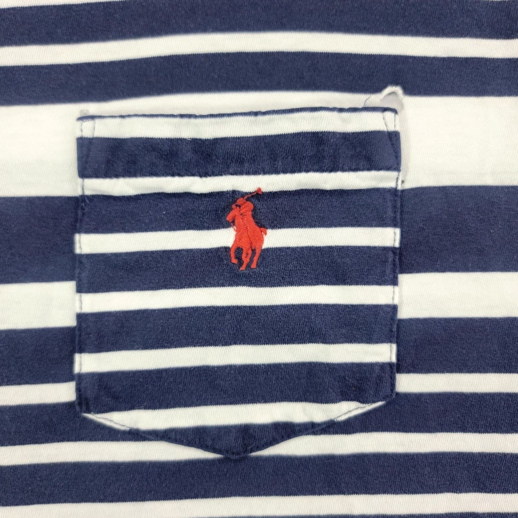 Polo Ralph Lauren Polo Ralph Lauren Mens XL Classic Fit Striped Pocket T-Shirt Navy Blue Pony Size US XL / EU 56 / 4 - 2 Thumbnail