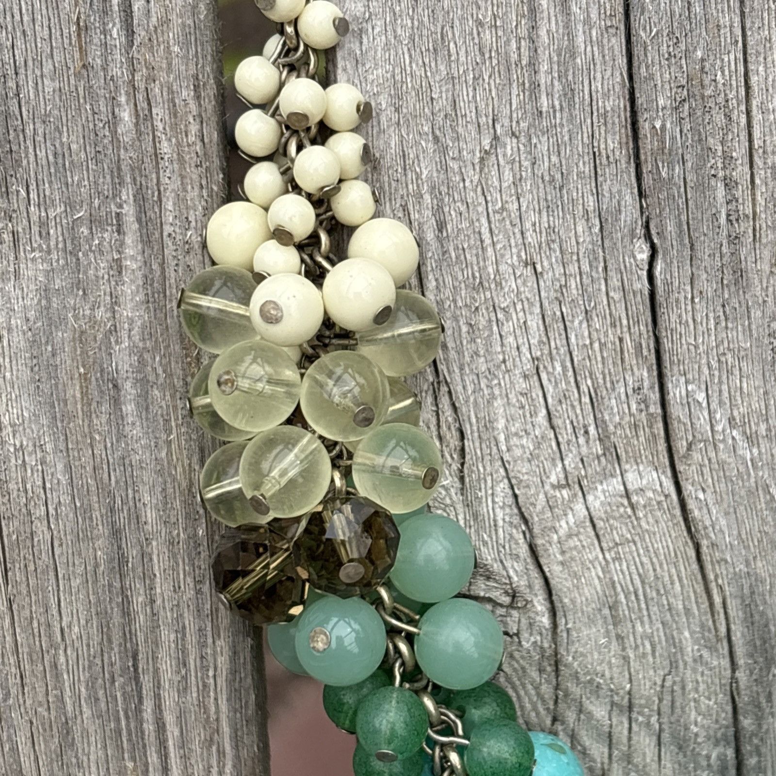 Vintage Lia Sophia Chunky Statement Necklace Faux Turquoise Jade Pea Size ONE SIZE - 4 Thumbnail