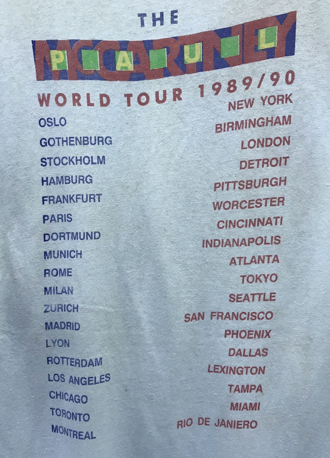Band Tees Vintage The Paul McCartney World Tour 1989/90 Shirt Size US M / EU 48-50 / 2 - 5 Thumbnail