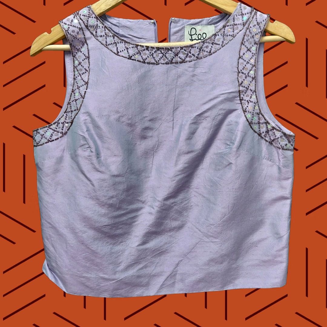 Lilly Pulitzer Lilly Pulitzer Top Womens 6 Purple Silk Embellished Tank Solid Sleeveless Women Size Size M / US 6-8 / IT 42-44 - 1 Thumbnail