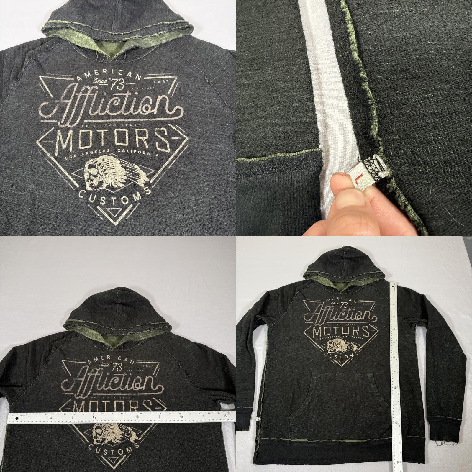 Affliction VINTAGE Affliction Hoodie Men Large Black Reversible Pullover Sweater Skull Y2K Pulse Size US L / EU 52-54 / 3 - 8 Thumbnail