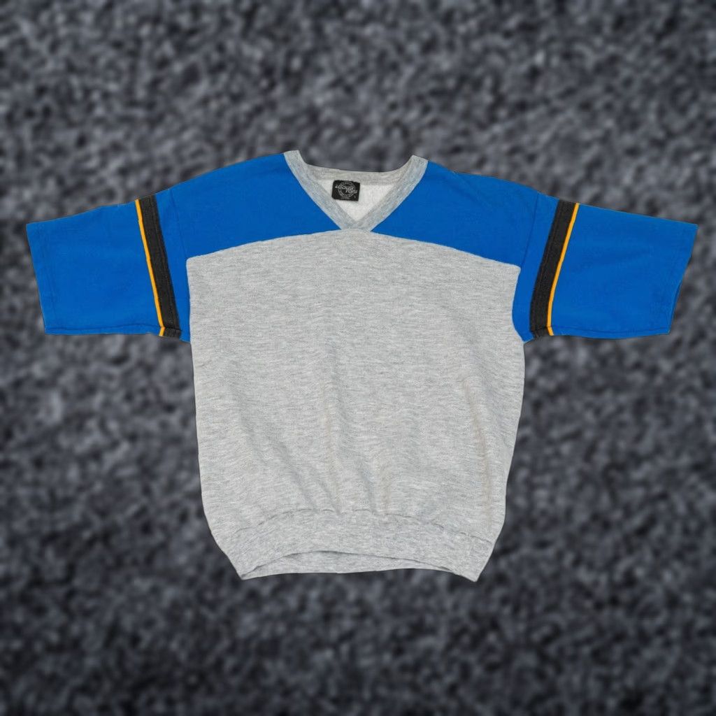 Russell Athletic VINTAGE Russell Athletic Short Sleeve Sweatshirt Men L Gray Blue 80s Gym Top Crew Neck Pullover Logo US Made True Vintage Mens Size US L / EU 52-54 / 3 - 1 Thumbnail