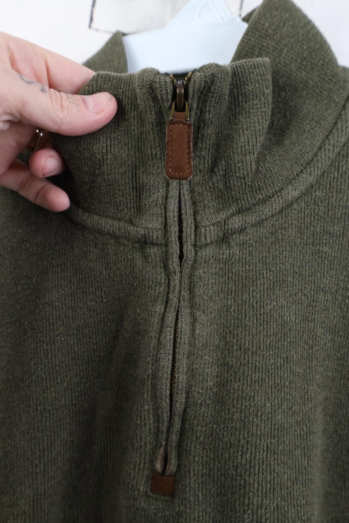 Polo Ralph Lauren Vintage Ralph Lauren Ribbed Knit 1/4 Zip Sweater Olive Green Size US L / EU 52-54 / 3 - 6 Thumbnail