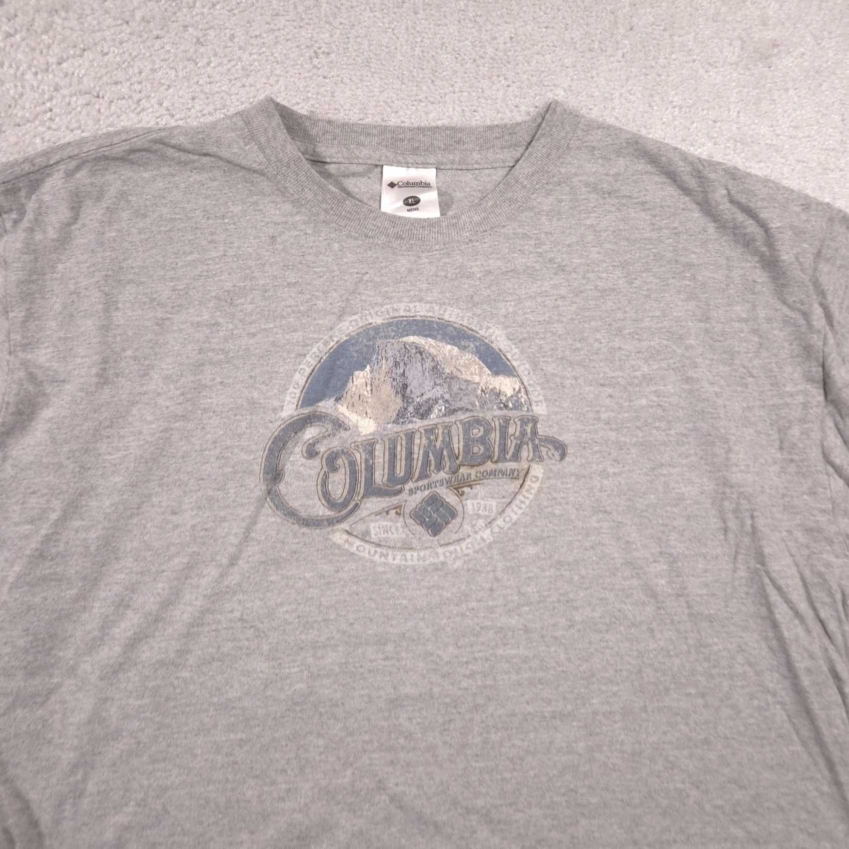 Logo 7 Columbia Mens XL Gray Mountain Graphic Tee Shirt Outdoor Hiking Logo Casual Size US XL / EU 56 / 4 - 3 Thumbnail