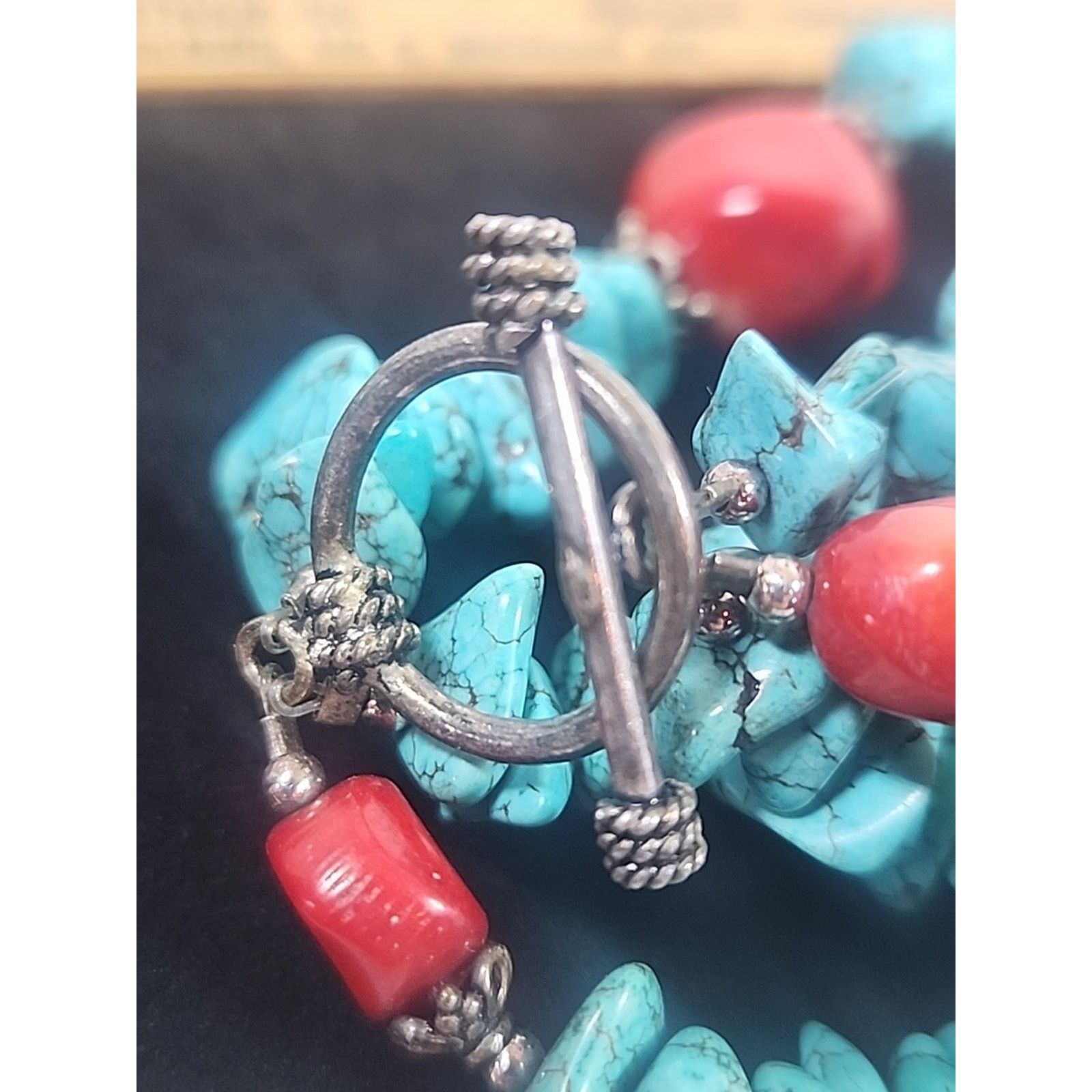 Other TURQUOISE RED CORAL STERLING SILVER PENDANT NATURAL STONE Size ONE SIZE - 6 Thumbnail