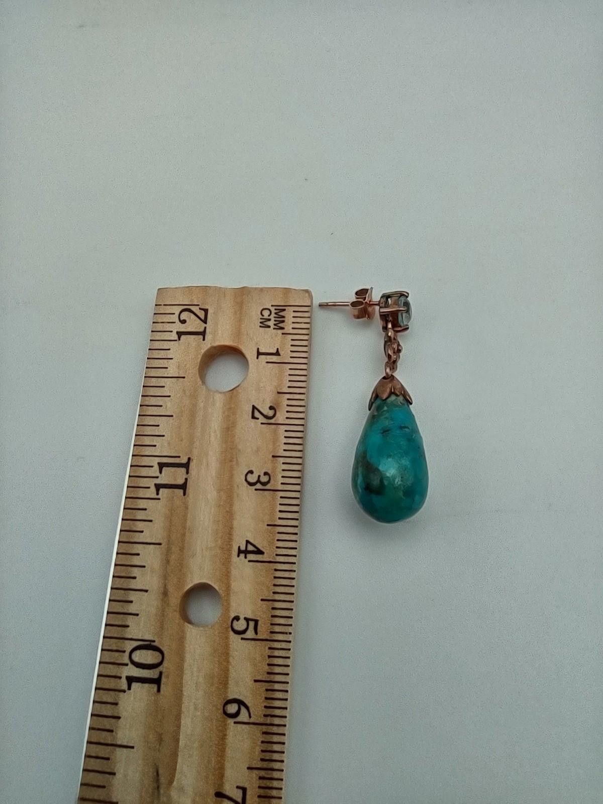 J.T. Beckett J&T Thailand 925 Sterling Turquoise Blue Topaz Drop Earrings Size ONE SIZE - 4 Thumbnail