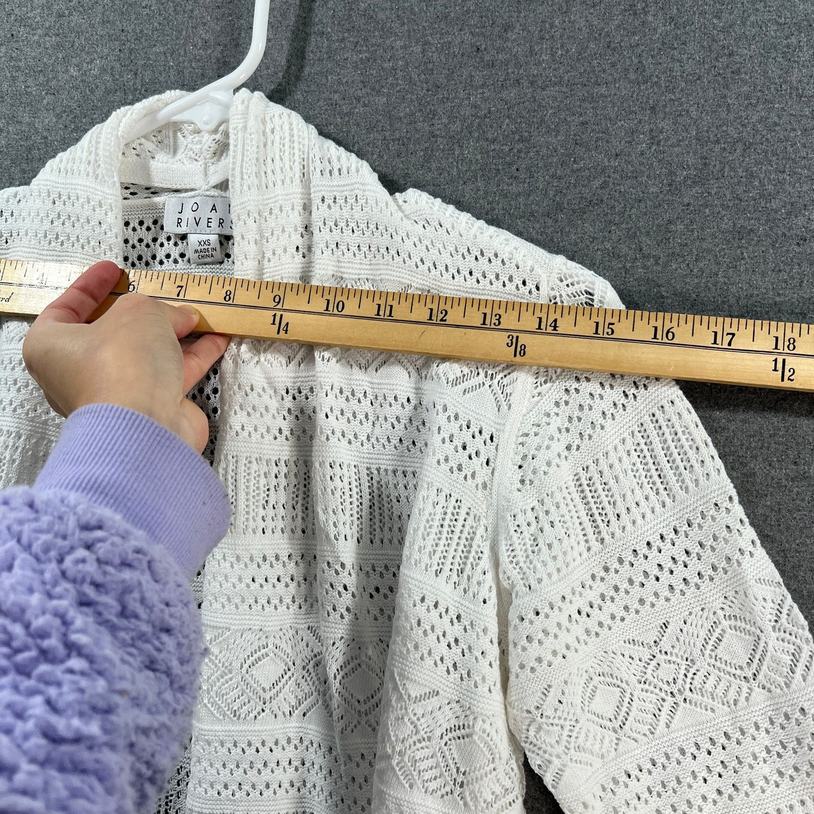 Other Joan Rivers Crochet Stripe Open Front Cardigan White Size XXS / US 00 / IT 34 - 5 Thumbnail