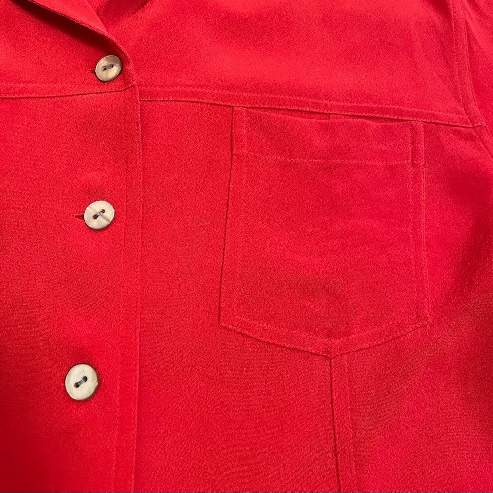 Chicos Chico's Design 100% Silk Red Shirt Jacket Size 1 US M Size M / US 6-8 / IT 42-44 - 8 Thumbnail