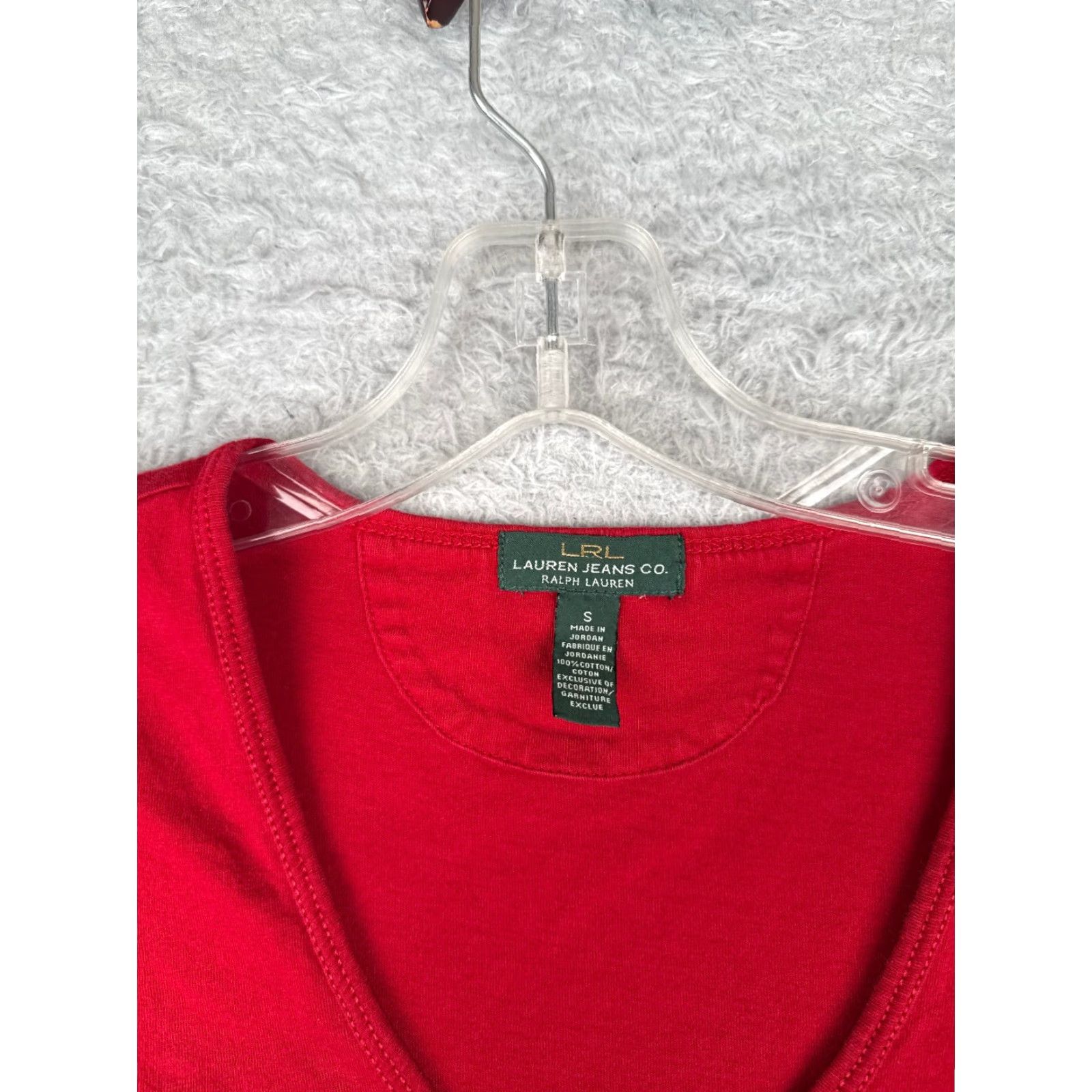 CO Lauren Jeans Co Shirt Women Small Red Long Sleeve Cotton V-Neck Size S / US 4 / IT 40 - 6 Thumbnail