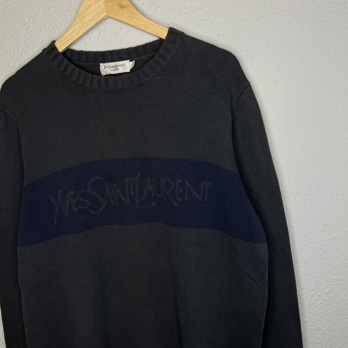 Yves Saint Laurent Yves Saint Laurent Knitwear Sweater Big Logo Spellout YSL Size US L / EU 52-54 / 3 - 3 Thumbnail