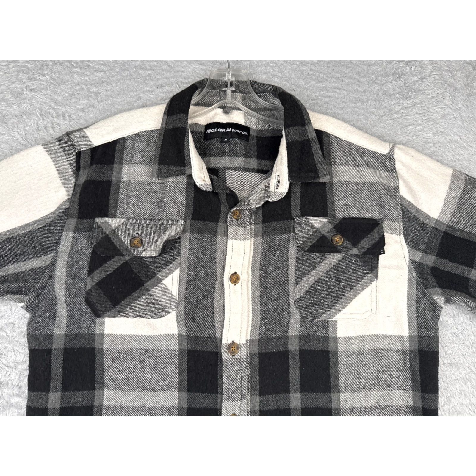 Vintage Molokai Surf Co Shirt Men Medium Black White Plaid Flannel Button Cotton Blend Size US M / EU 48-50 / 2 - 4 Thumbnail