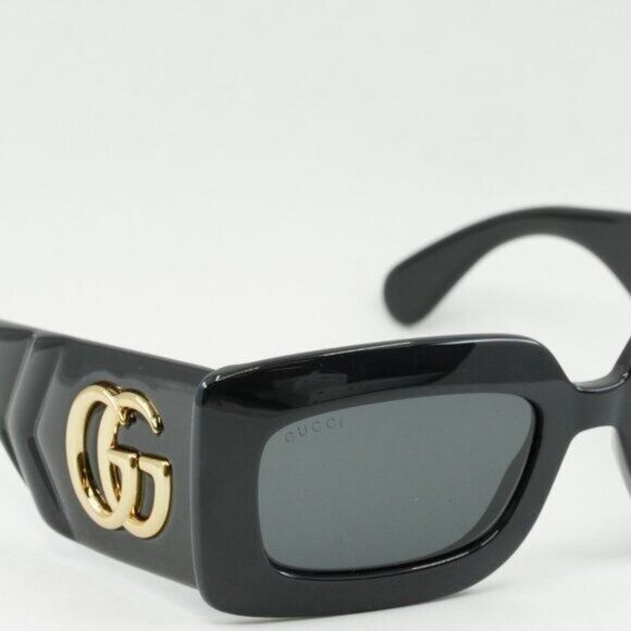 Gucci Gucci GG0811S 001 Sunglasses Black Rectangle Frame, Grey Size ONE SIZE - 11 Thumbnail