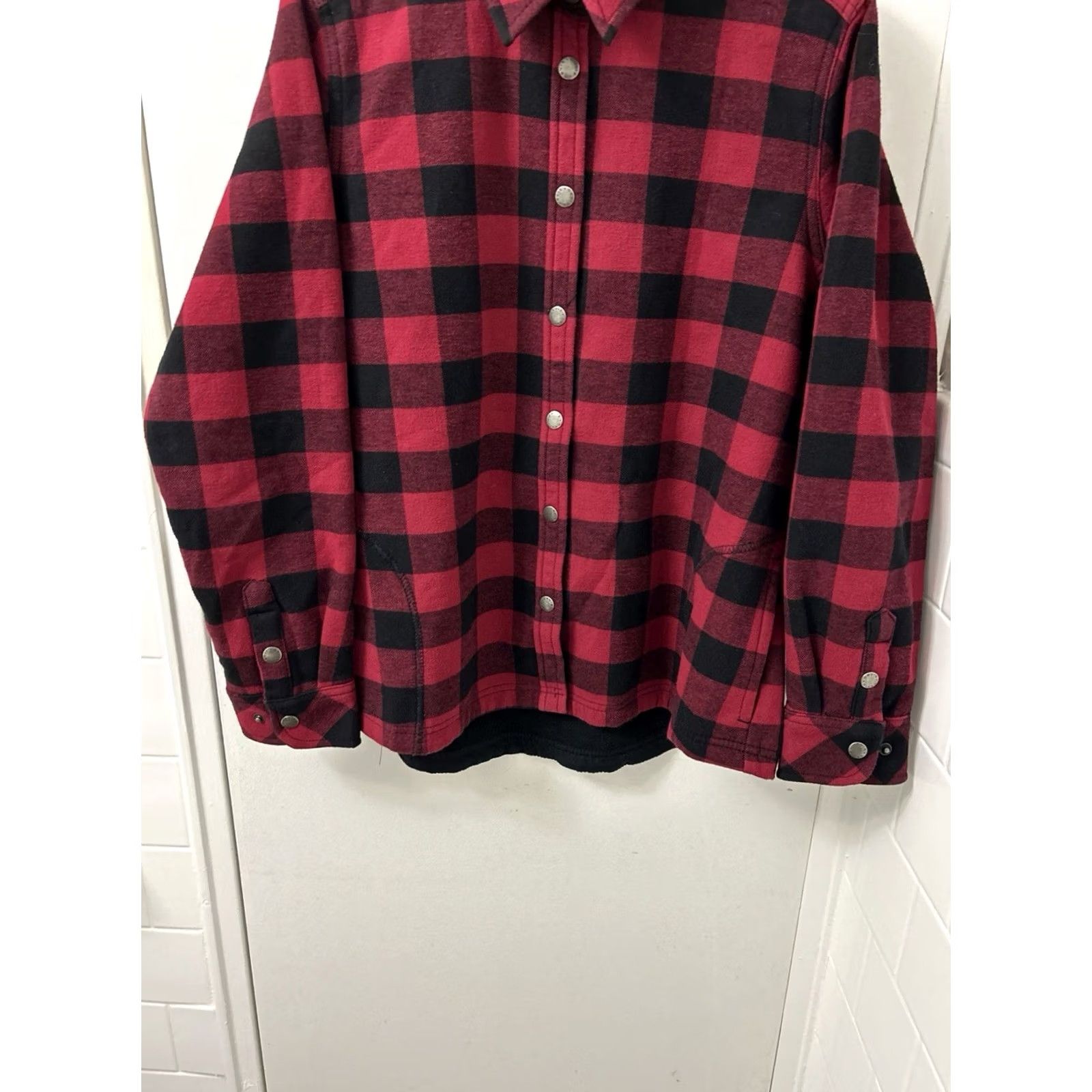 Orvis Orvis Shirt Jacket Womens Large Black Red Fleece Lined Shacket Pockets L/S Size L / US 10 / IT 46 - 3 Thumbnail