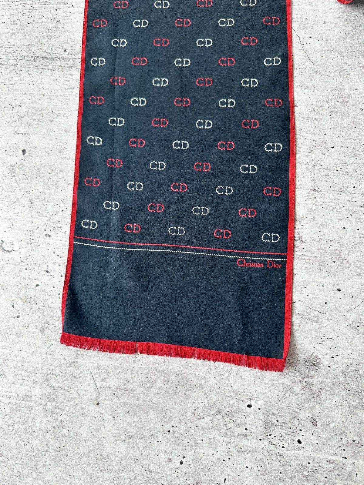 Christian Dior Monsieur Christian Dior Silk Scarf - Navy with Red ‘CD’ Monogram Size ONE SIZE - 2 Thumbnail