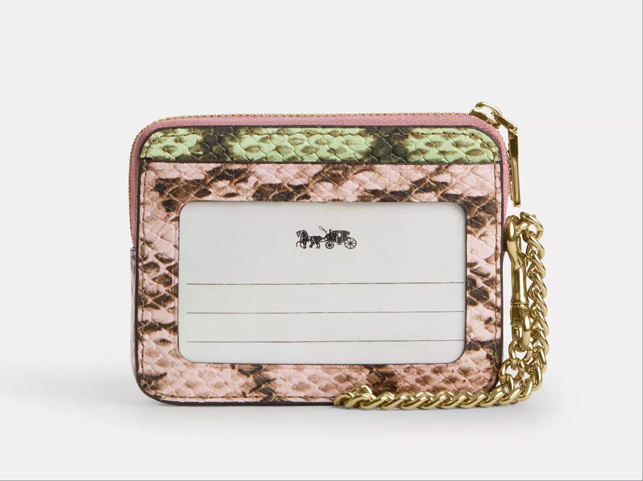 Coach Zip Card Case In Signature Jacquard CEC52 Gold/Oak Multi Size ONE SIZE - 5 Thumbnail