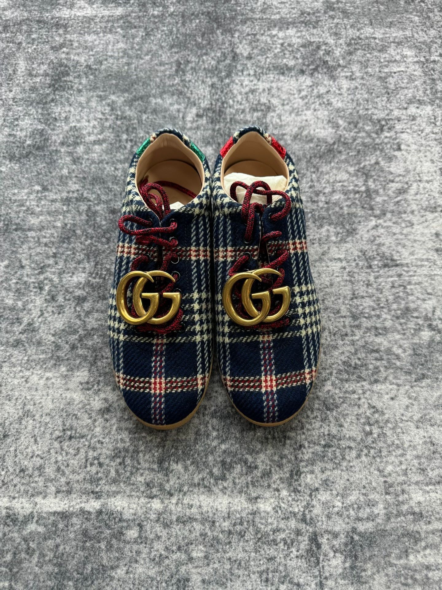 Gucci Gucci Gold Buckle Tweed Plaid Shoes Size US 8.5 / IT 38.5 - 1 Thumbnail