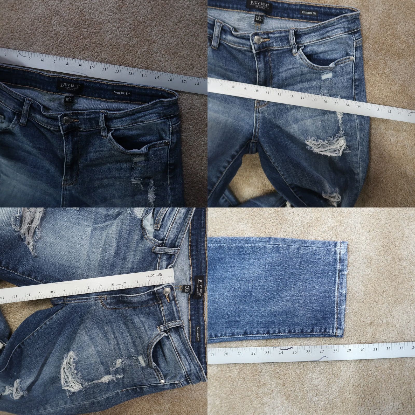 Vintage Judy Blue High Rise Boyfriend Jeans Women's 13/31 Blue Stretch Denim Size 34" / US 12 / IT 48 - 8 Thumbnail