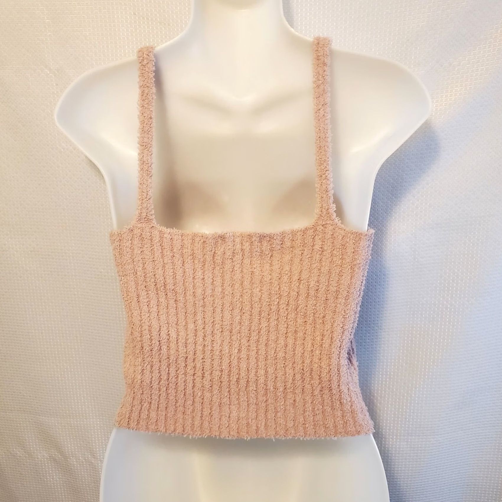 Vintage Altar'd State Anthropologie Chenile Cropped Sexy Fuzzy Tank Top Sz XS Blush Pink Size XS / US 0-2 / IT 36-38 - 3 Thumbnail