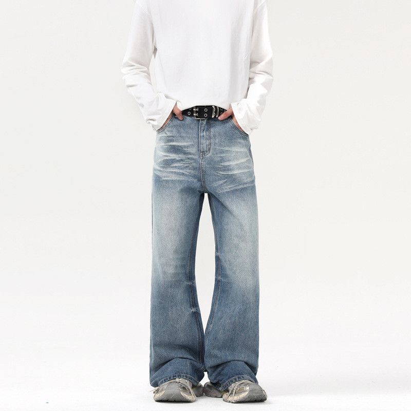 Vintage Men's wide-leg American straight loose lightning wash jeans Size US 32 / EU 48 - 1 Thumbnail